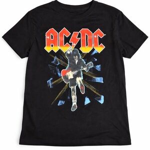 AC/DC Kids Graphic Tee Size L 10/12 Black Band Shirt Rock T-Shirt